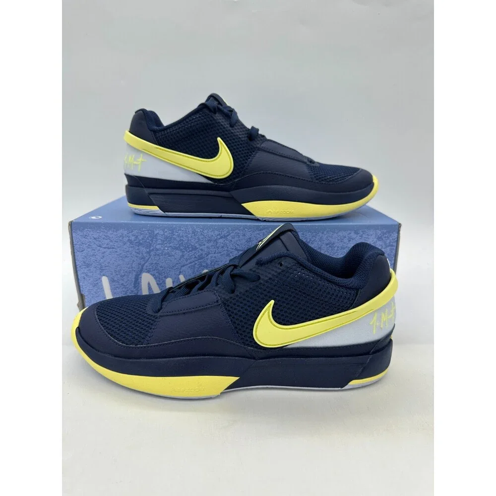 Nike JA 1 Men's Size 10 Navy Blue Yellow Basketball Shoes FQ4796 402